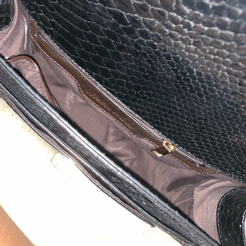 Black Croc Embossed Handbag - Picture 6 of 8